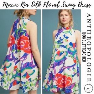 NWT Anthropologie Maeve Ria Silk Floral Dress